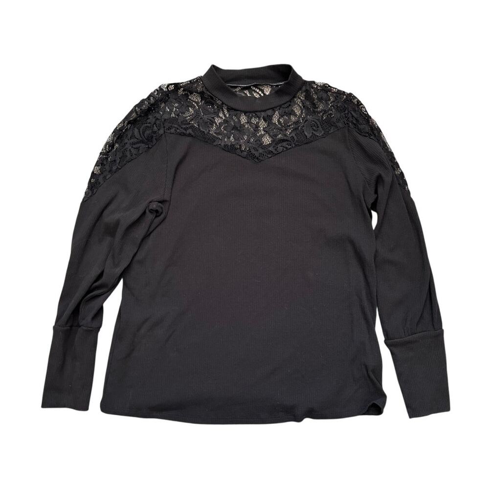 Maurice’s black, long sleeve lace shoulders top size xl
